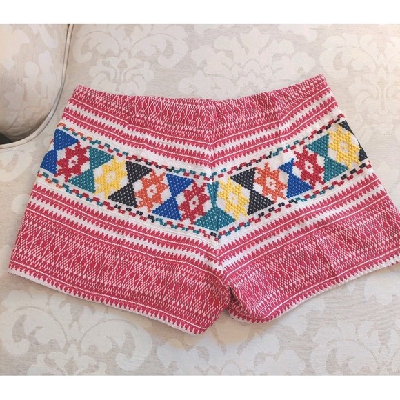 NEW! Tigerlily Uluaki Woven Embroidered Red/Oat Cotton Shorts REVOLVE Sz 4 $120 - Picture 5 of 16